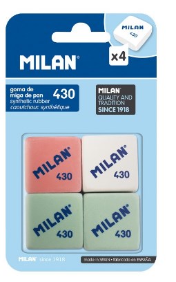 

Ластики "Milan 430", 4 штуки, Белый;зеленый;розовый