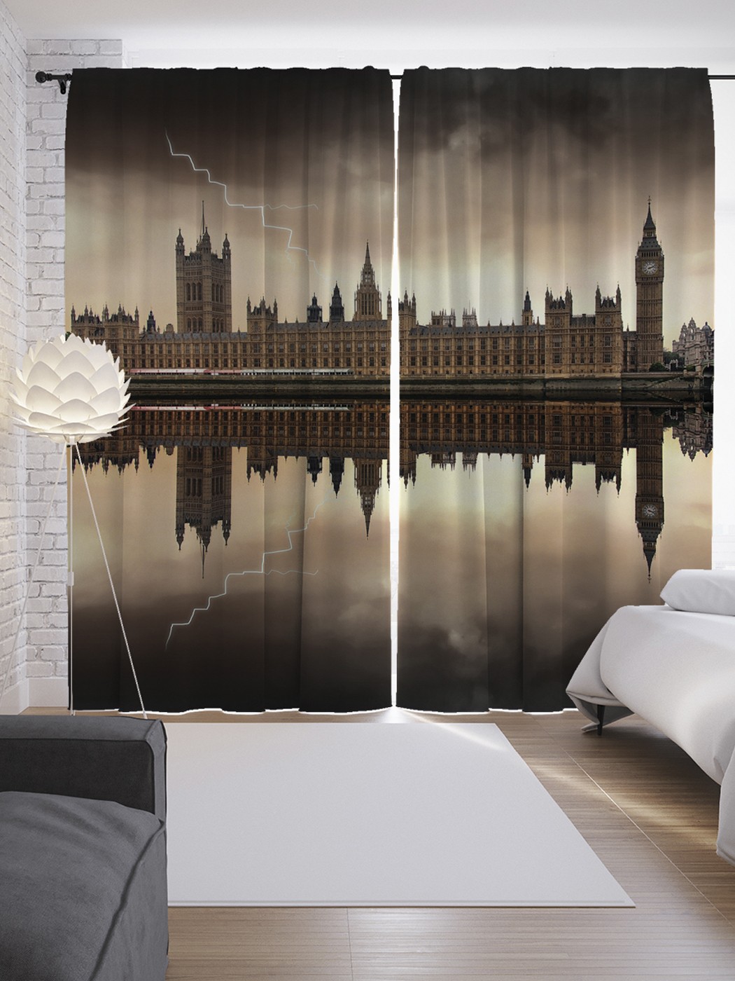 фото Шторы с фотопечатью joyarty «грозовой лондон» из сатена, 290х265 см