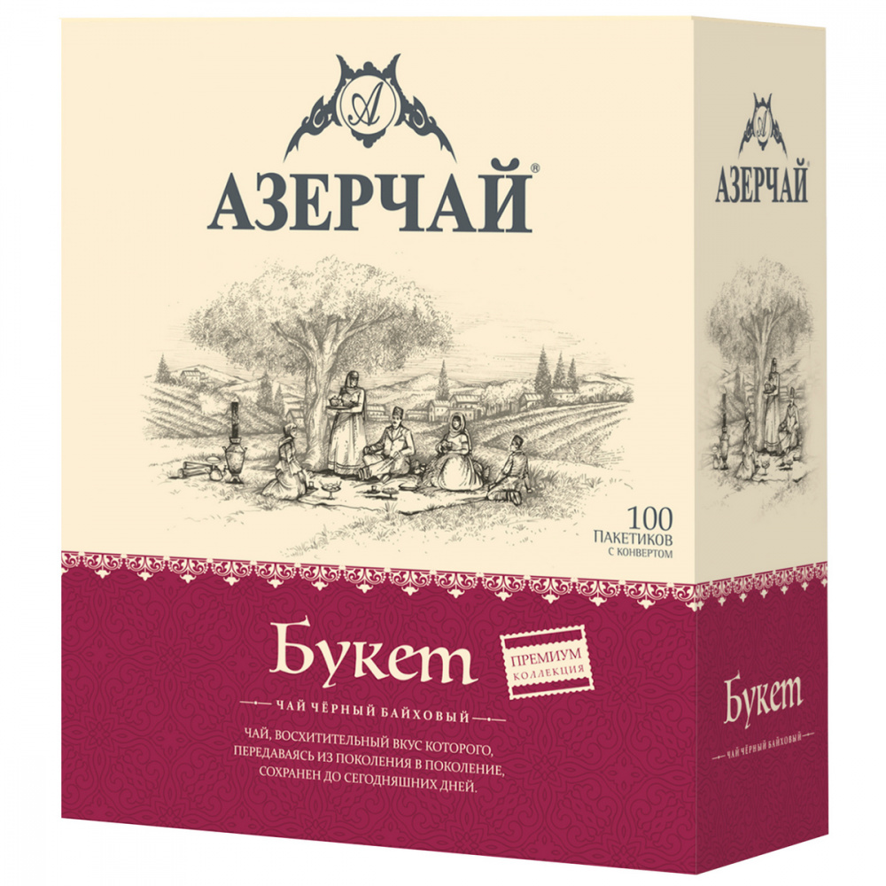 Чай Азерчай Premium collection, чёрный байховый, 100 сашетов