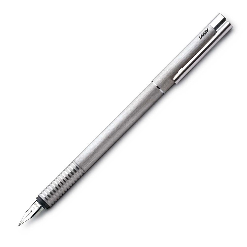 фото Ручка перьевая lamy 006 logo, m матовая сталь