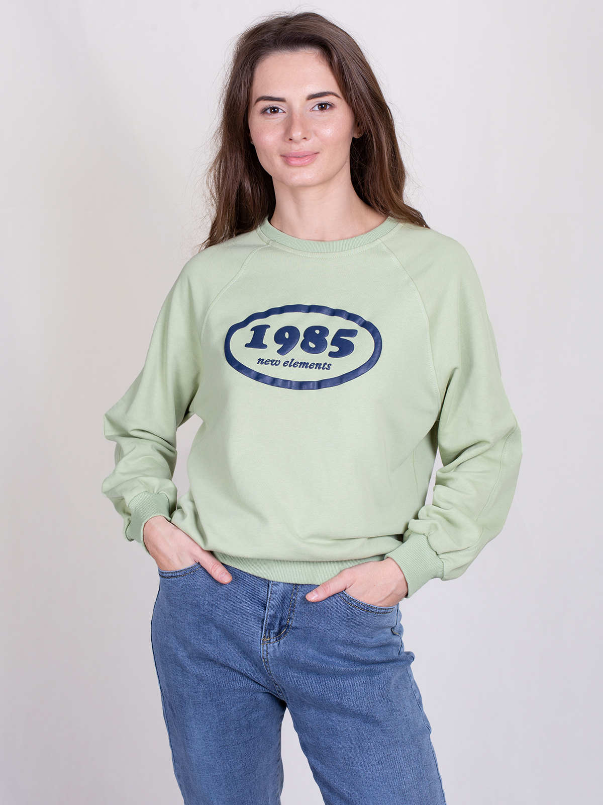 

Свитшот женский H&T New Elements 1985 зеленый S, New Elements 1985