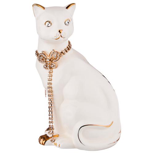 фото Фигурка декоративная lefard, кошка с цепочкой, 13х11х25 см