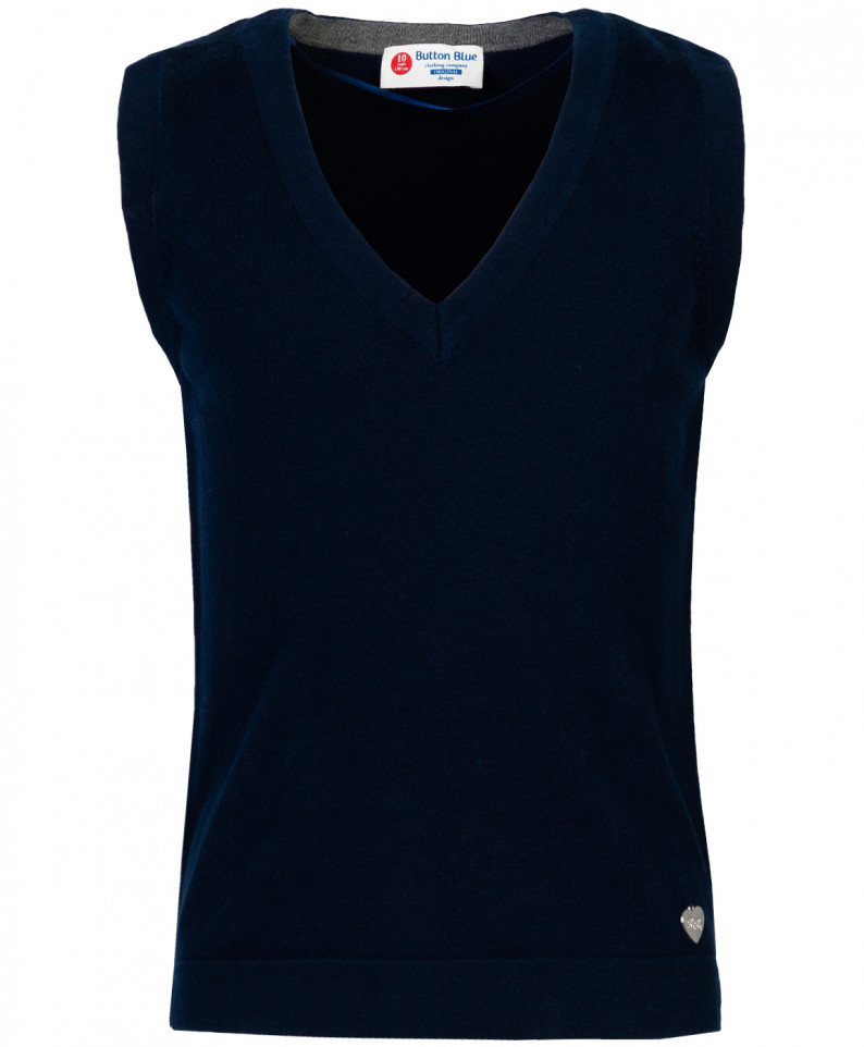 

Синий трикотажный жилет для девочек Button Blue, цв. синий, р-р 170, 219BBGS30011000