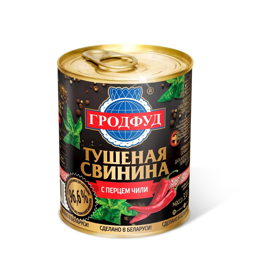 

Консервы свинина тушеная с перцем чили 338 г