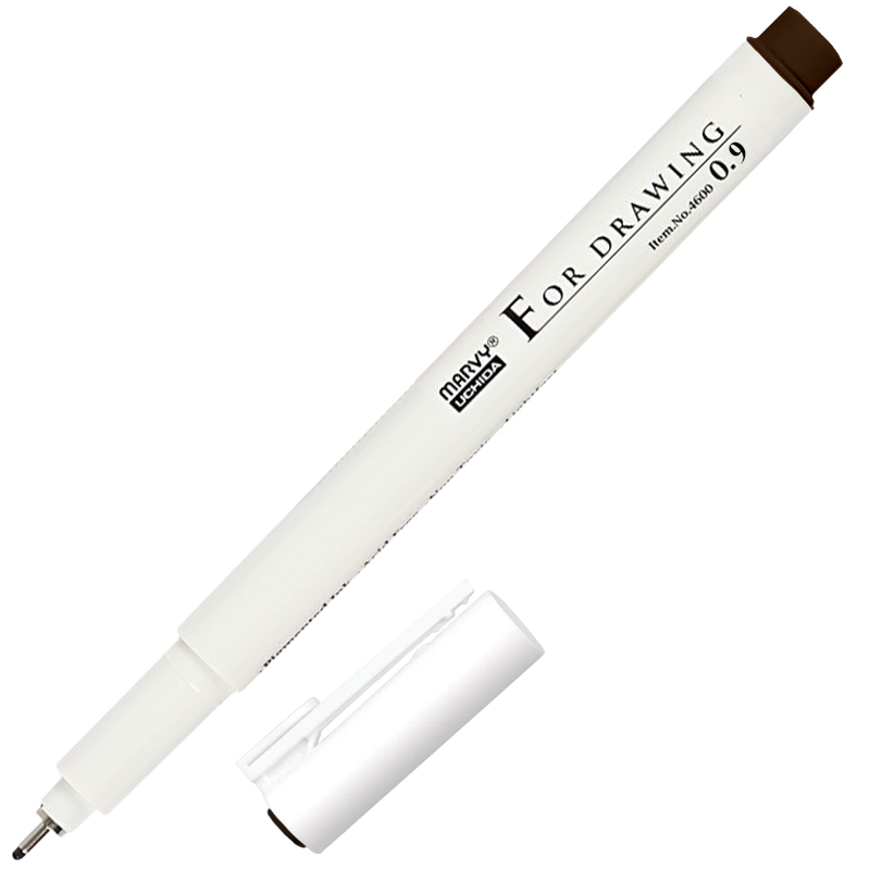 Линер  ручка для черчения и рисования  0.9мм DARK BROWN MAR4600/DB/0.9