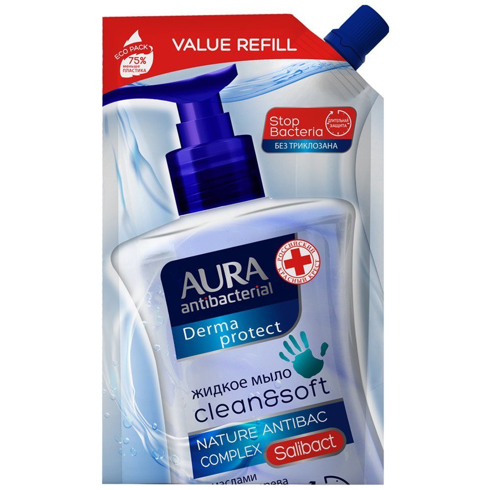 Купить Антибактериальное дезинфицирующее жидкое мыло антибактериальное Derma Protect 500мл, Aura