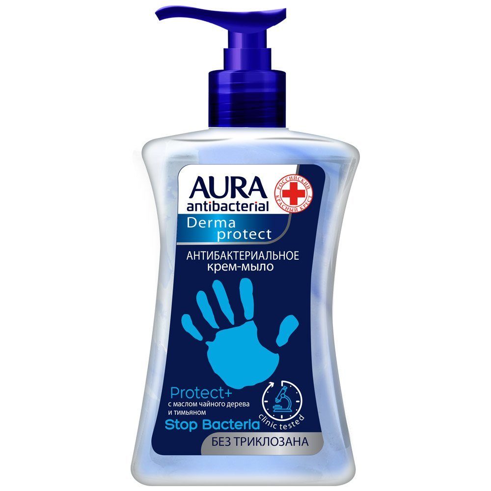 фото Дезинфицирующее жидкое мыло антибактериальное derma protect флакон/дозатор 250мл aura