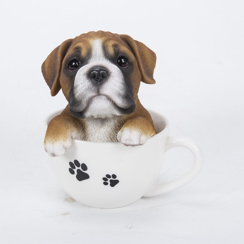 фото Фигурка щенок боксера в чашке 13х14,5см art atelier