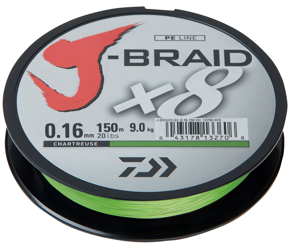 

Леска плетеная Daiwa J-Braid X8 0,16 мм, 150 м, 9 кг, yellow, Желтый, J-Braid X8