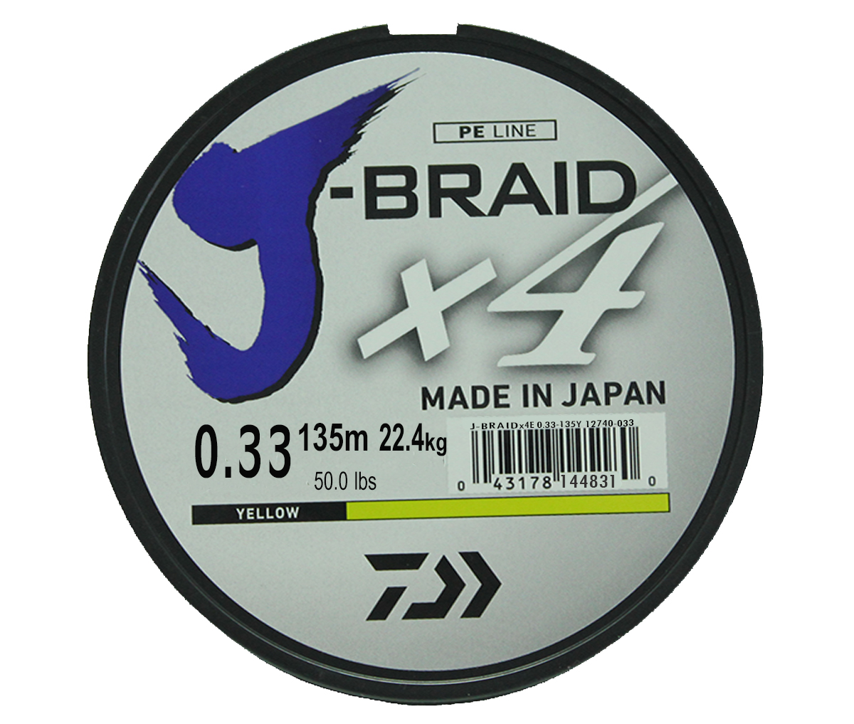 

Леска плетеная Daiwa J-Braid X4 0,33 мм, 135 м, 22,4 кг, yellow, J-Braid X4