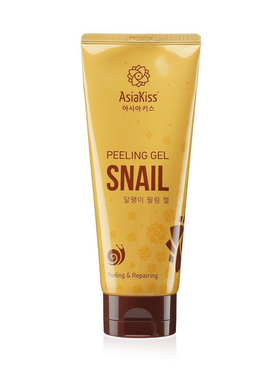 Пилинг гель Asiakiss, с экстрактом слизи улитки, snail peeling gel, 180мл эссенция 3w clinic snail с экстрактом улитки 60 мл
