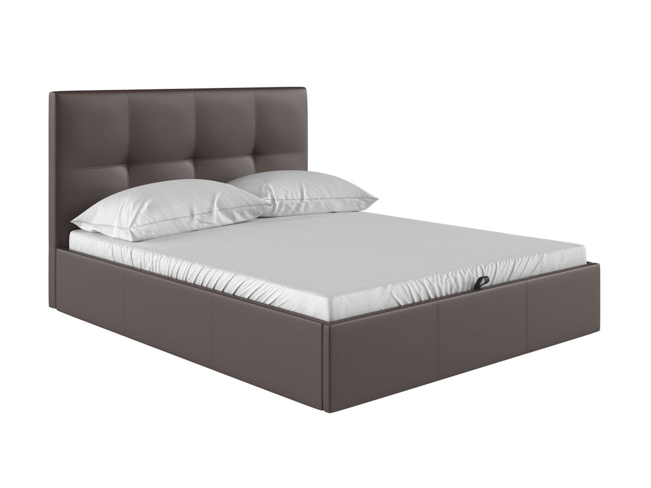 фото Двуспальная кровать верда коричневый, экокожа , 180х200 см первый мебельный