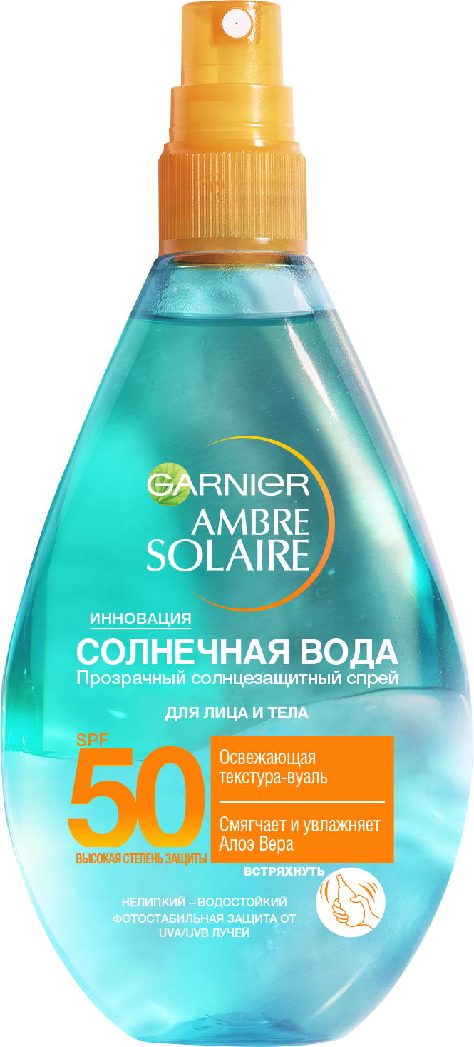Солнцезащитный спрей для лица и тела Garnier Солнечная вода SPF 50 150 мл