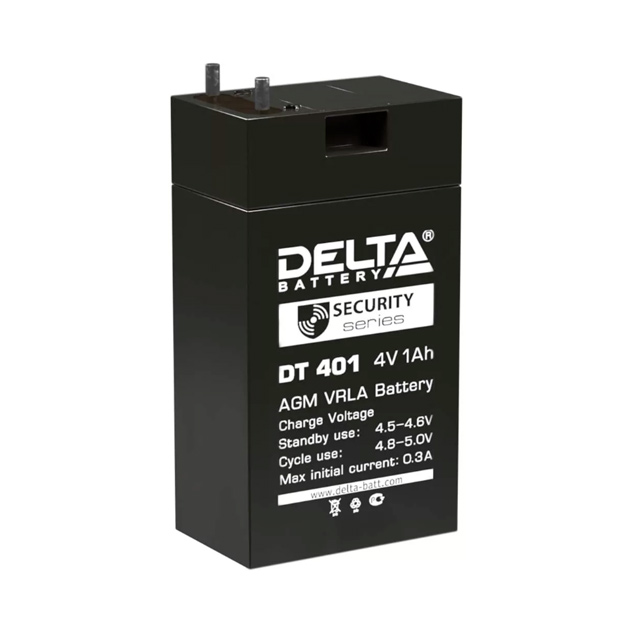 фото Аккумулятор delta dt 401 4в 1ач 35x22x69 мм обратная (-+)