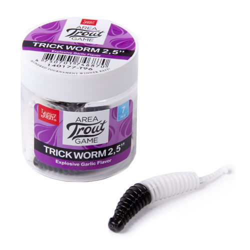 

Силиконовая приманка Lucky John Pro Series Trick Worm 64 мм, T96, 7 шт., Черный;белый, Pro Series Trick Worm