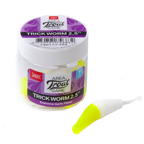 

Силиконовая приманка Lucky John Pro Series Trick Worm 64 мм, T92, 7 шт., Желтый;белый, Pro Series Trick Worm