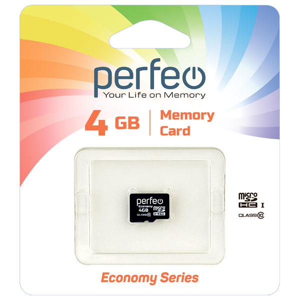 Карта памяти Perfeo microSD 4GB High-Capacity (Class 10) без адаптера economy series