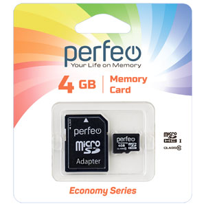 Карта памяти Perfeo microSD 4GB High-Capacity (Class 10) economy series