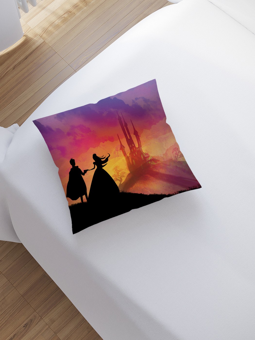 фото Наволочка декоративная joyarty «замок на закате» на молнии, 45x45 см