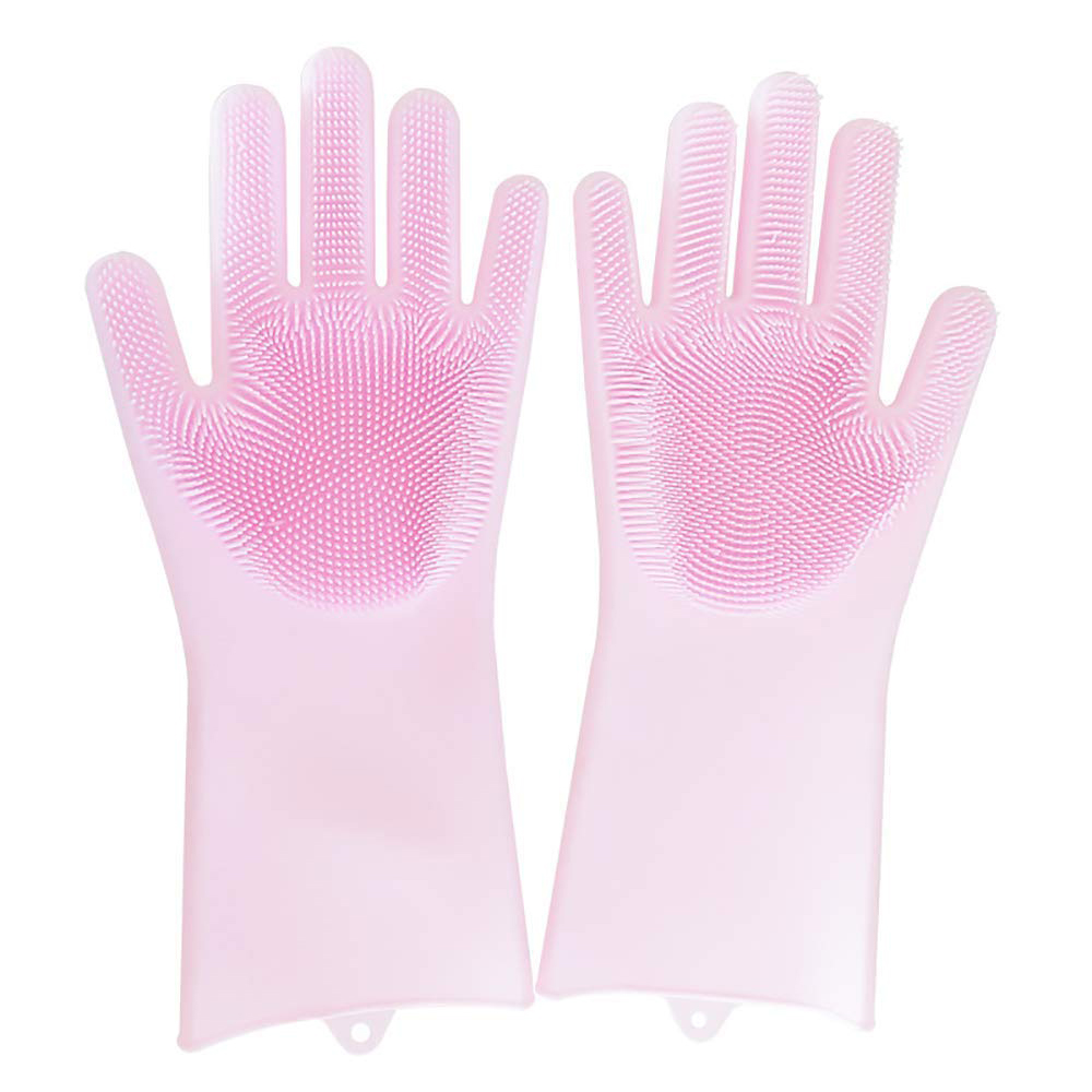 фото Перчатки силиконовые для мытья посуды bloominghome accents. bh-swg-01, розовые