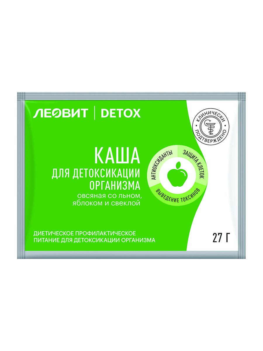 Каша Леовит Detox овсяная со льном, яблоком и свеклой пакет 27 г