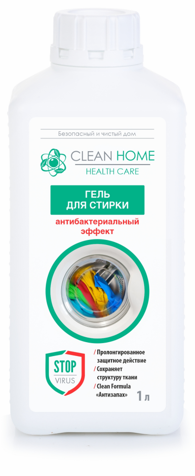 фото Гель для стирки clean home антибактериальный эффект, универсальное средство, 1 л