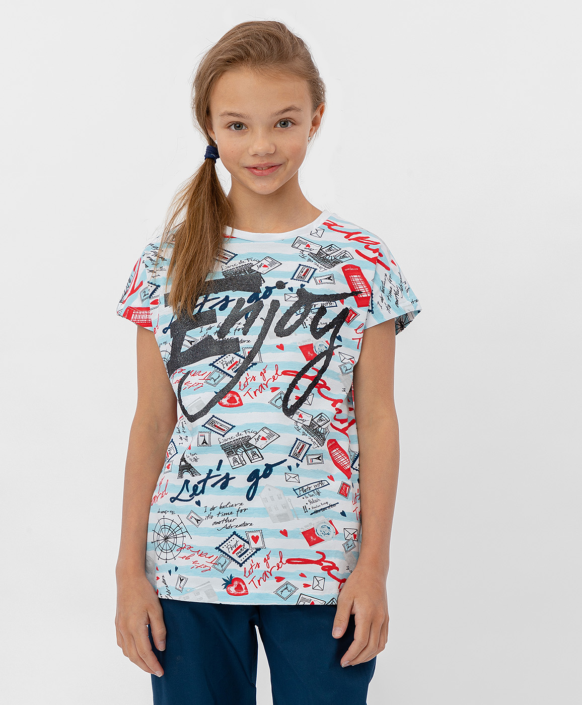 

Футболка для девочек Button Blue, цв. белый, р-р 110, 120BBGC12030213