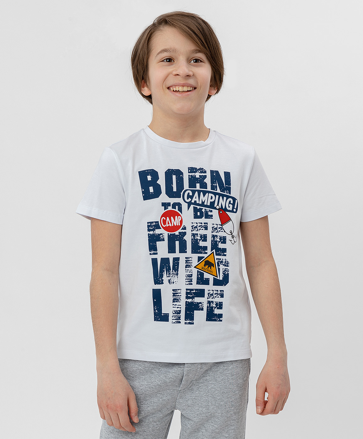 

Футболка для мальчиков Button Blue, цв. белый, р-р 104, 120BBBC12080200