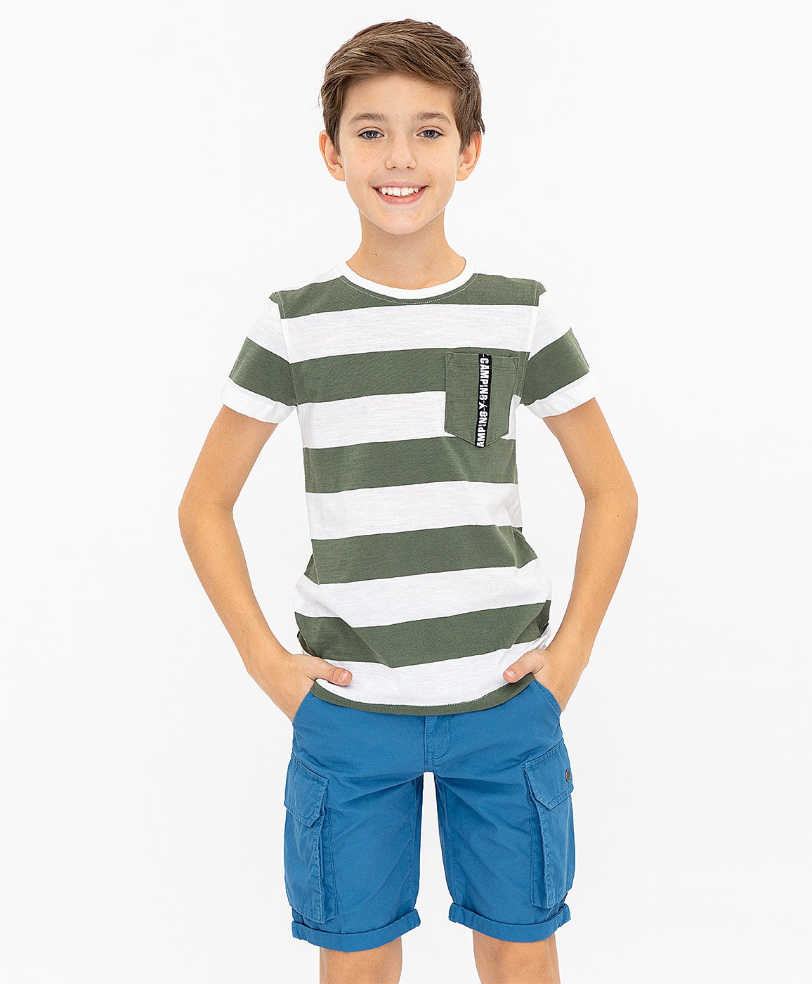 

Футболка для мальчиков Button Blue, цв. хаки, р-р 98, 120BBBC12034405