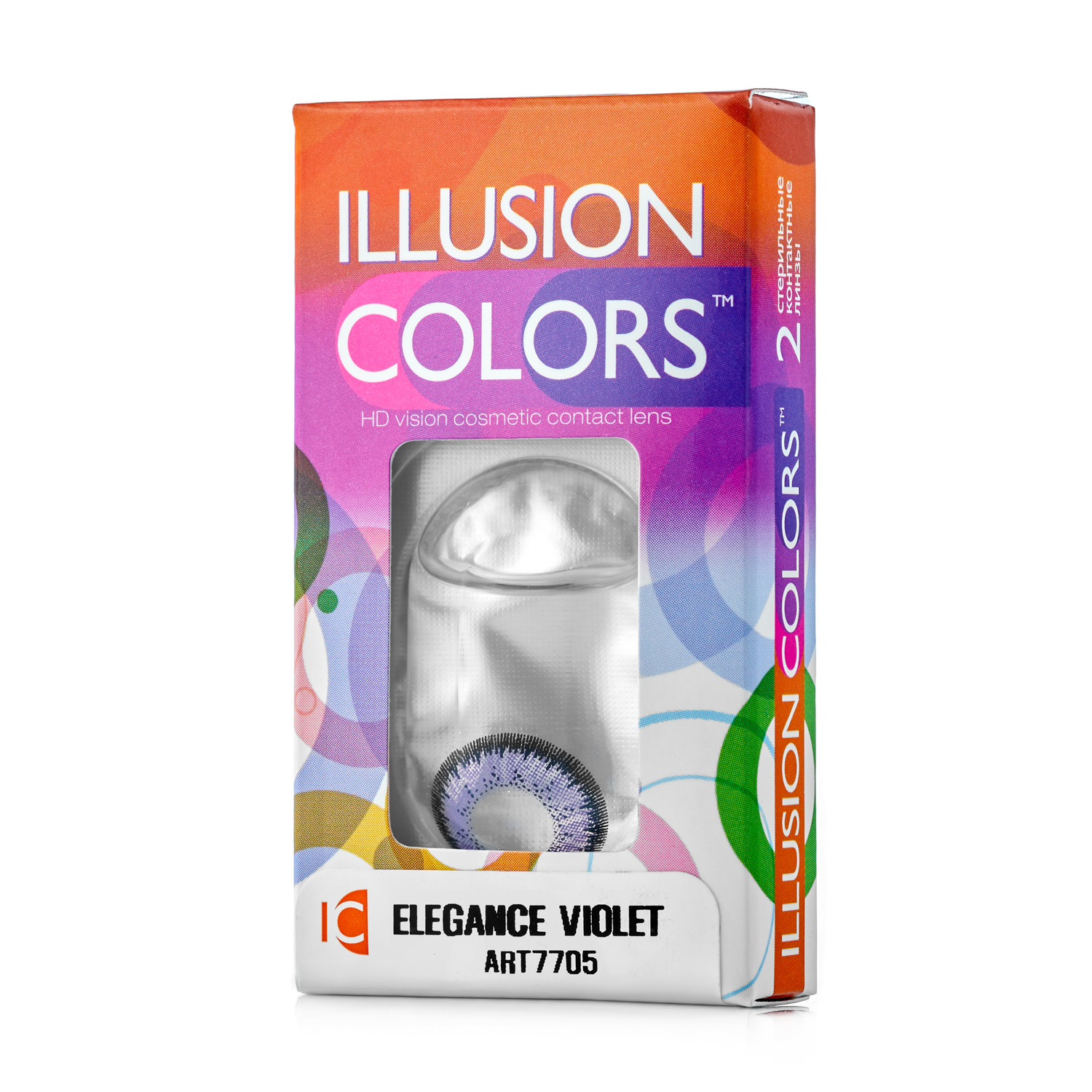 Купить Контактные линзы ILLUSION colors Elegance 2 линзы -6.0D violet фиолетовый