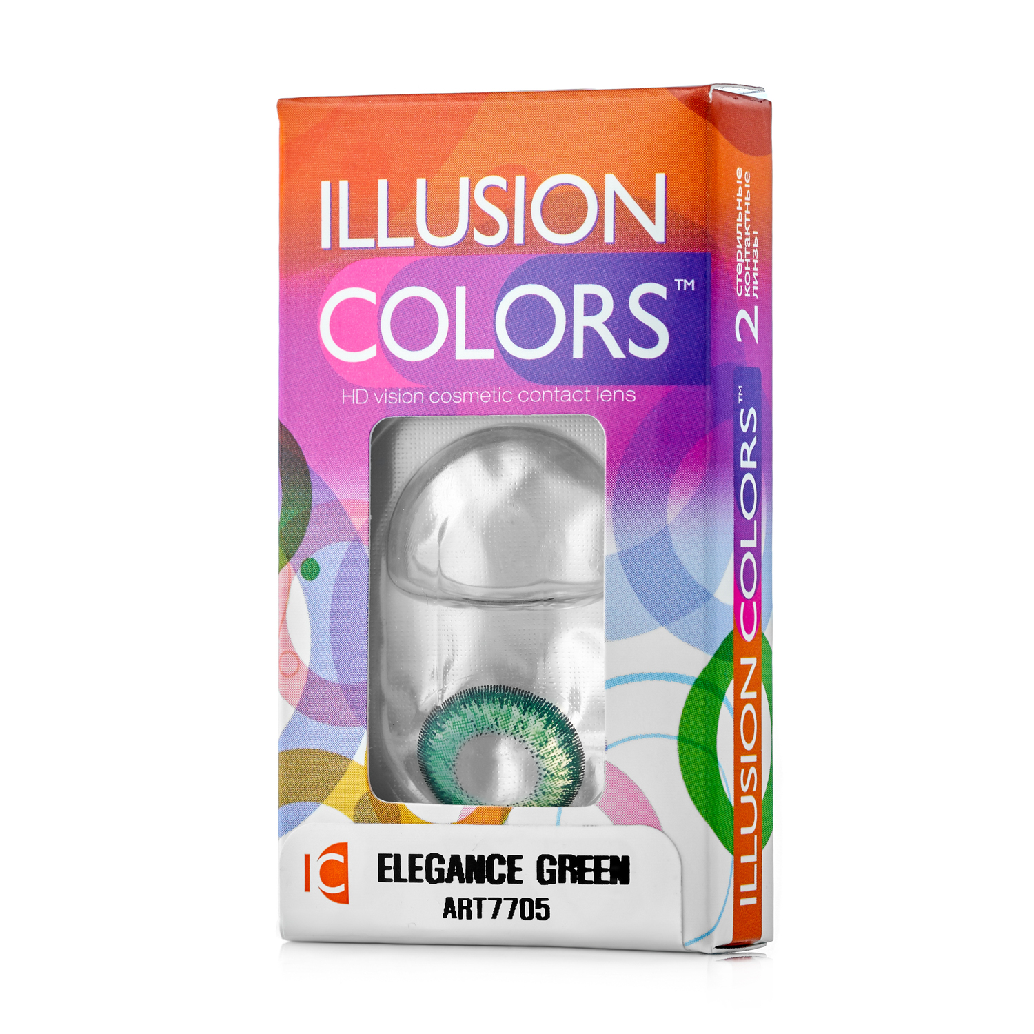 Купить Контактные линзы ILLUSION colors Elegance 2 линзы -5.0D green зеленый