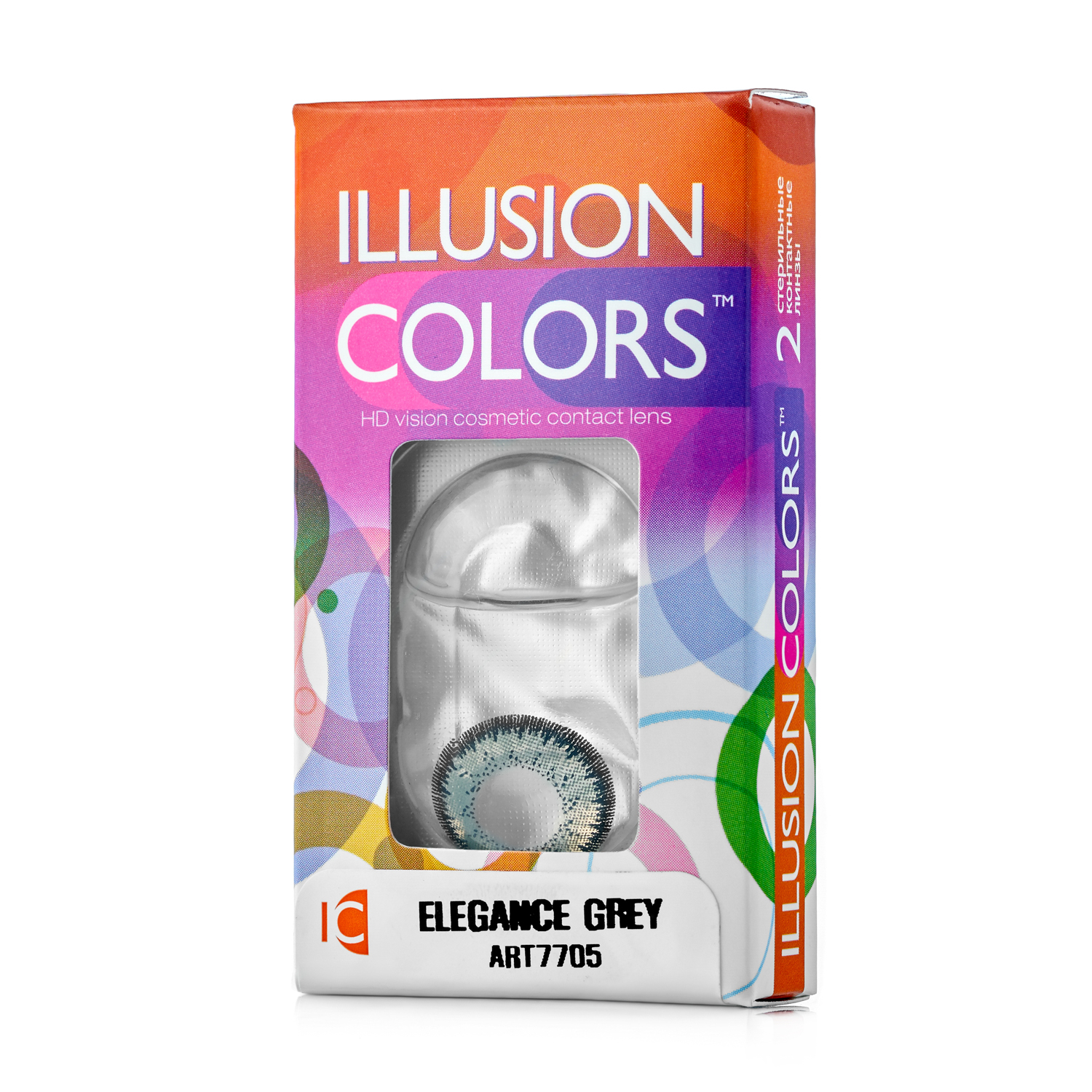 Купить Контактные линзы ILLUSION colors Elegance 2 линзы -3.5D grey серый