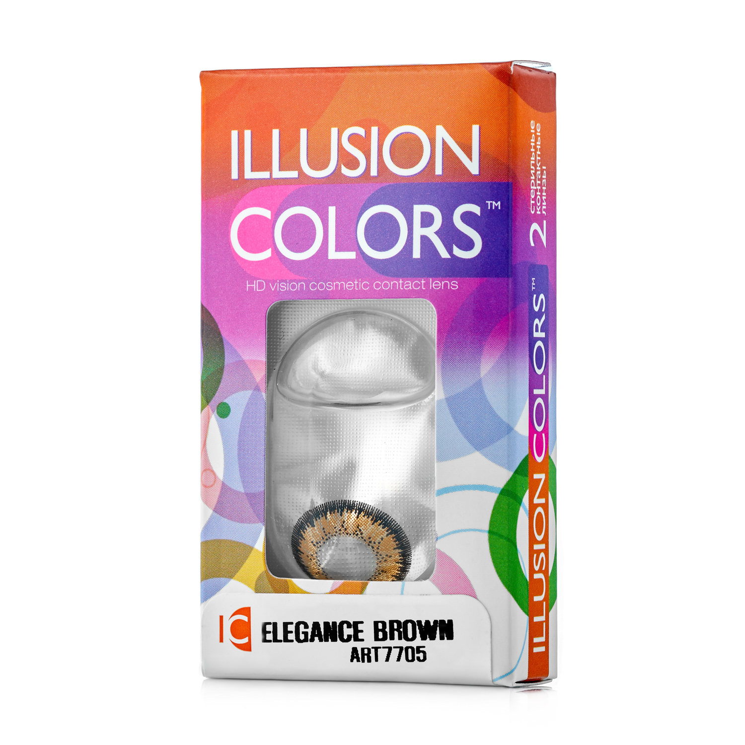 Купить Контактные линзы ILLUSION colors Elegance 2 линзы -5.0D brown карий