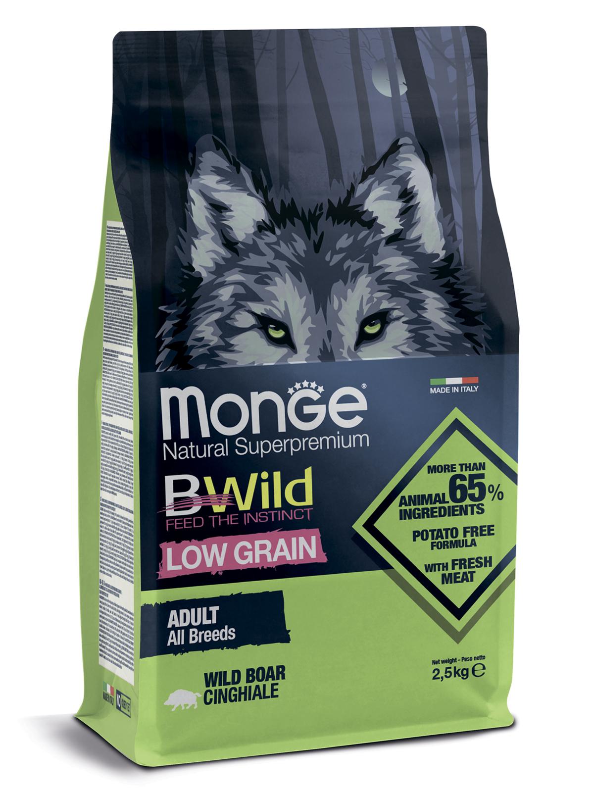 фото Сухой корм для собак monge dog bwild low grain низкозерновой из мяса дикого кабана, 2.5кг