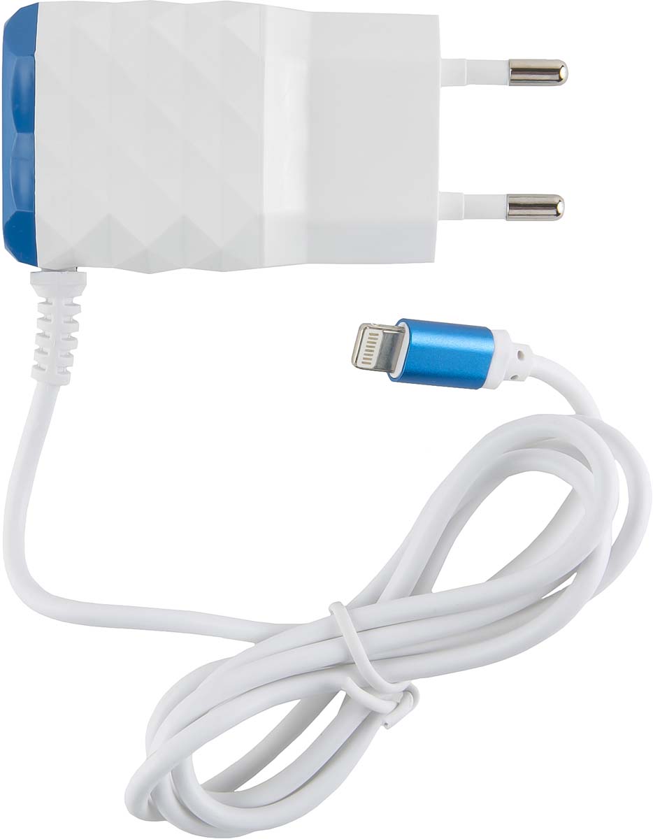 фото Сетевое зарядное устройство red line 2 usb, 2,1 a, white/blue