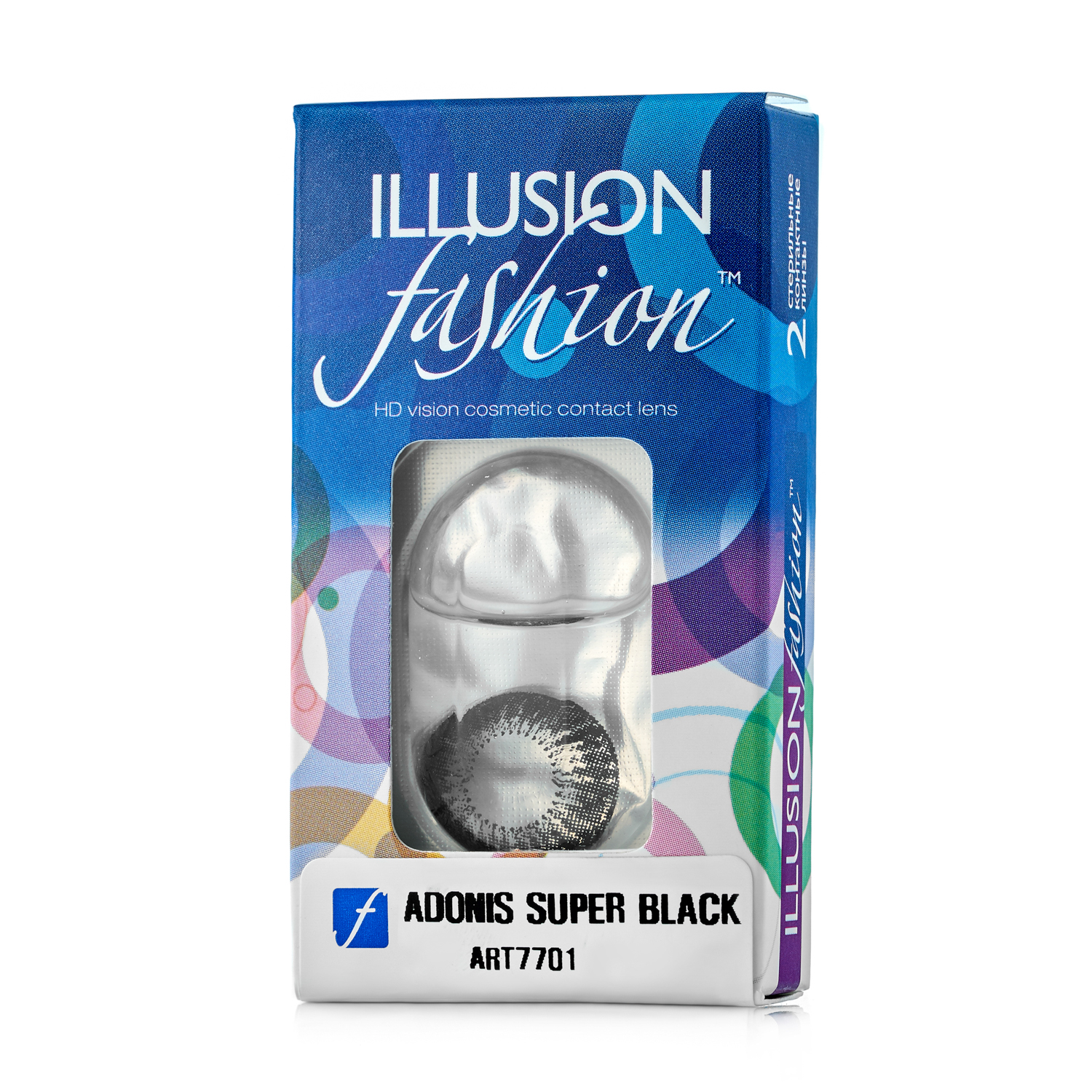 Купить Контактные линзы ILLUSION fashion Adonis 2 линзы -6.0D superblack черный