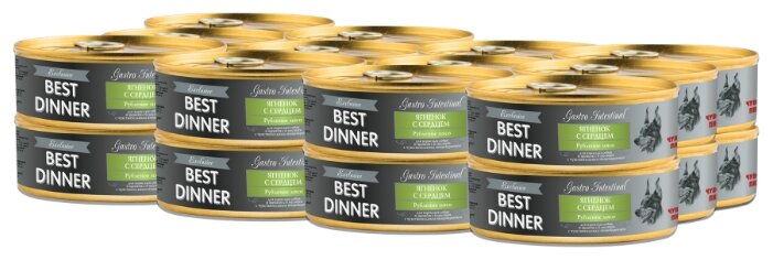 фото Консервы для собак best dinner exclusive gastro intestinal ягненок с сердцем, 24шт по 100г