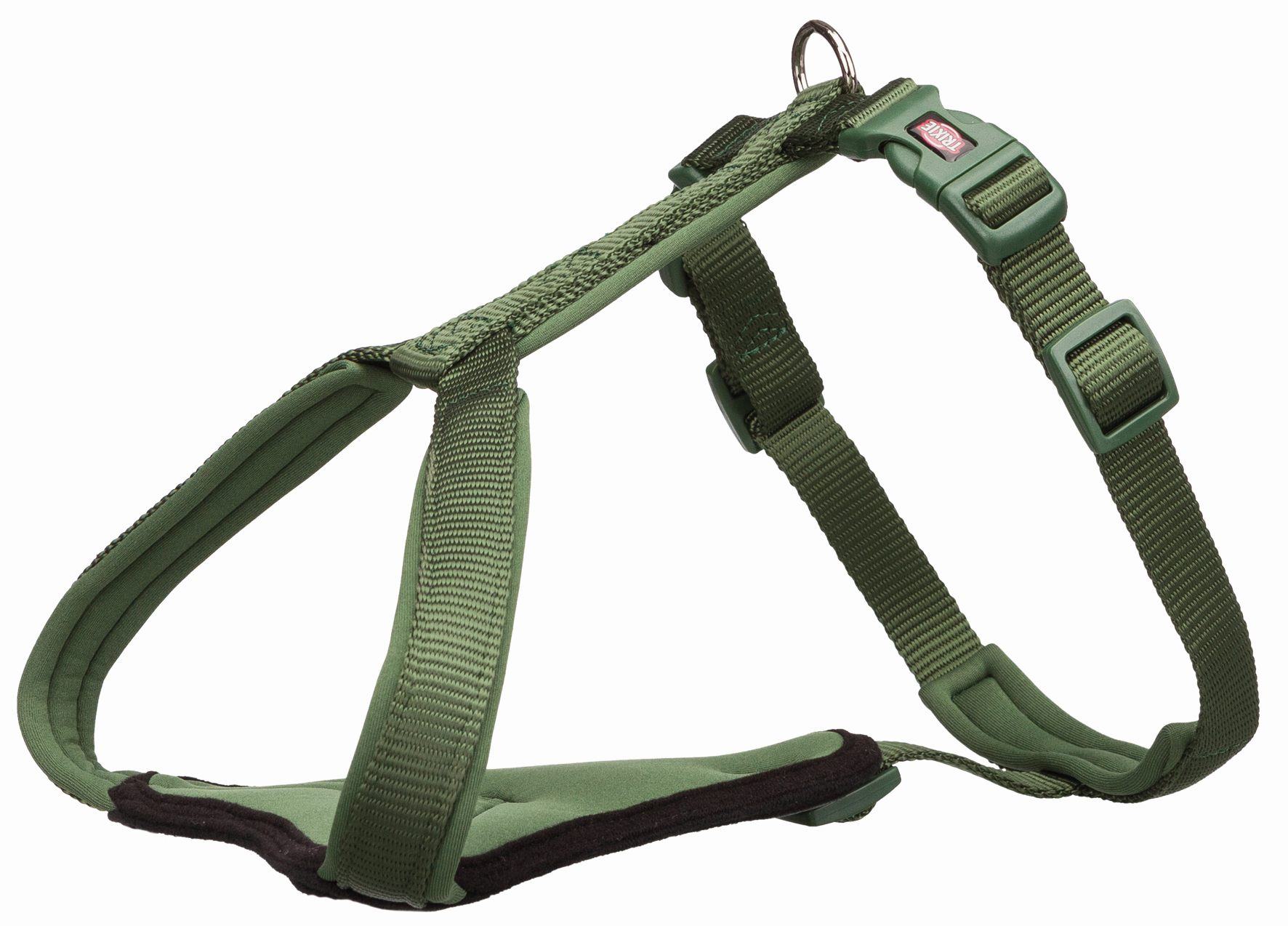 Шлейка для собак TRIXIE Premium Y-harness, S, нейлон, пластик, зеленый, 42–50 см, 15 мм