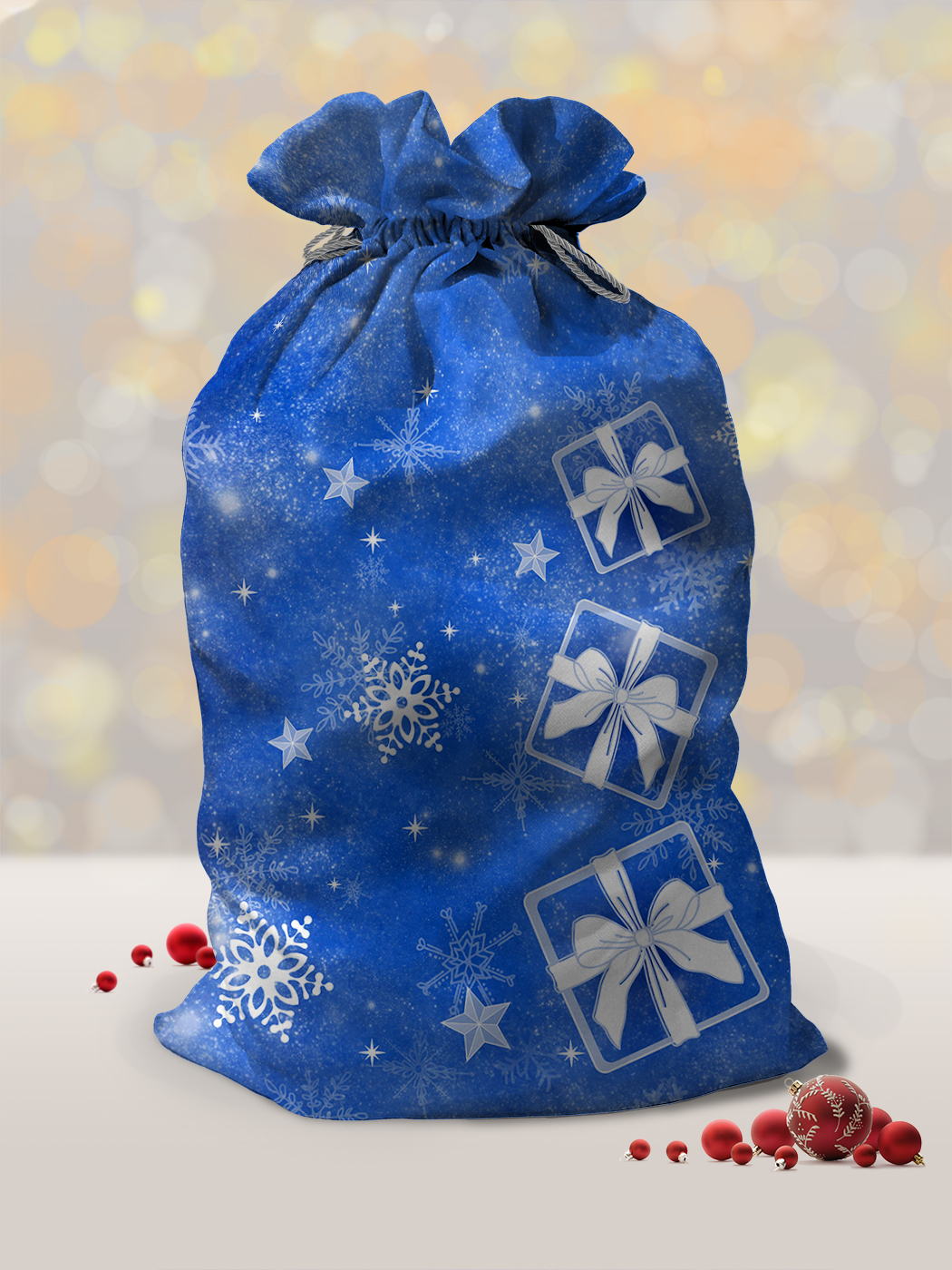 фото Мешок деда мороза 65х115 см новогодние подарки синий sfer.tex 1803405