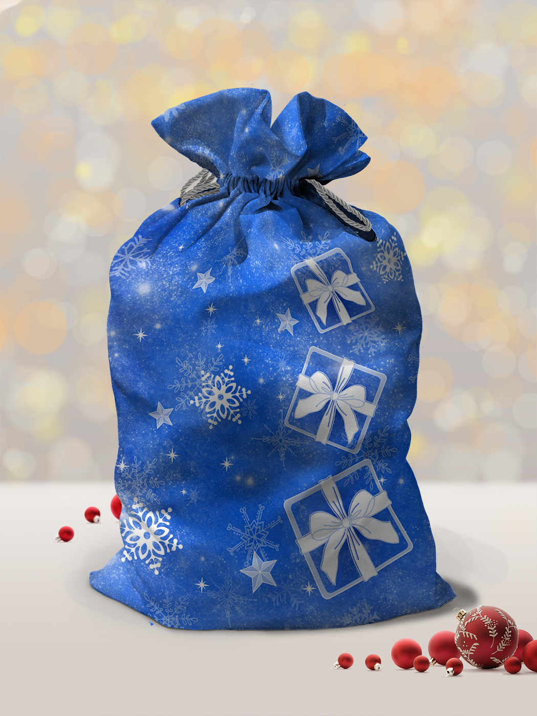 фото Мешок деда мороза 45х82 см новогодние подарки синий sfer.tex 1802405