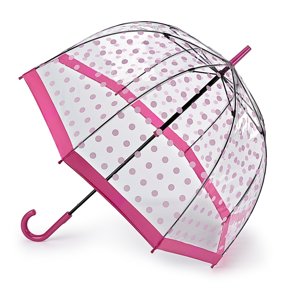 Зонт-трость женский механический Fulton L042 розовый горошек