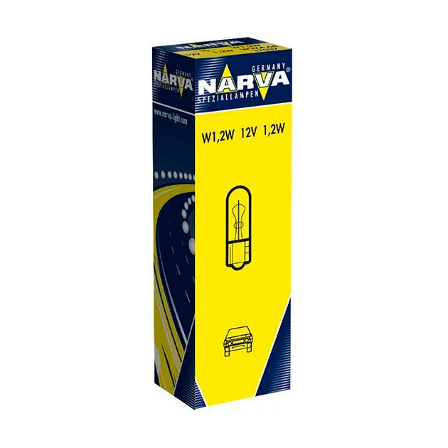 фото Narva 17037 лампа накаливания w1,2w 12v 1,2w (w2x4,6d)