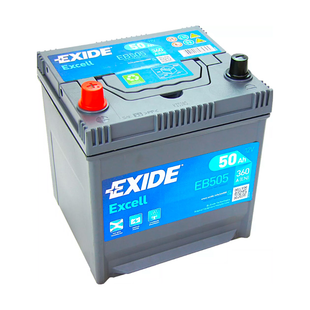 фото Акб excell 12v 50ah 360a 200х170х220 полярность etn1 клемы en крепление b0 exide eb505