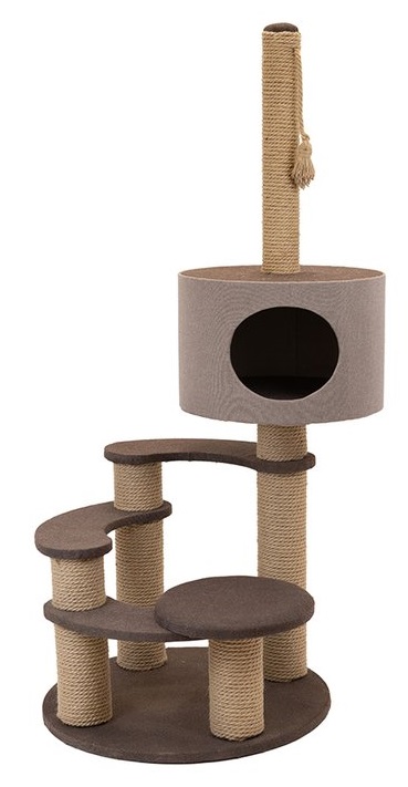 Комплекс для кошек Дарэлл Хайтек, круглый, коричневый, 4 уровня, 65x65x130 см