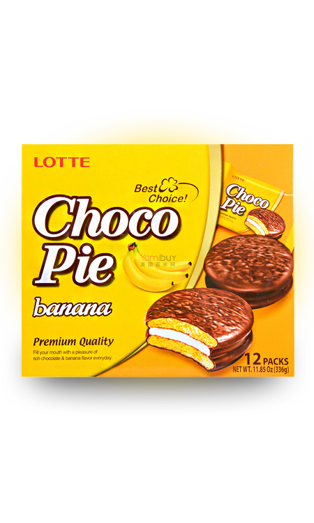 фото Печенье lotte сhoco pie banana 336 грамм упаковка 8 шт