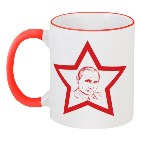 

Кружка Printio с цветной ручкой и ободком Путин