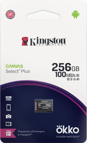 

Карта памяти Kingston SDCS2OK/256GB, 256GB Canvas Select Plus + промо Okko (SDCS2OK)