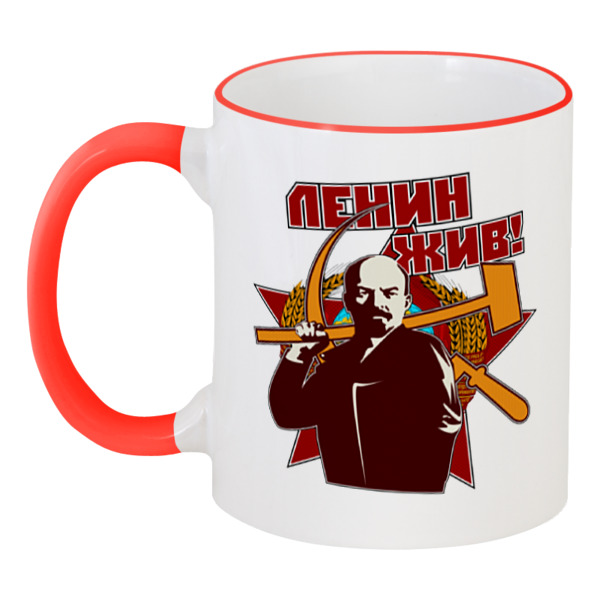 

Кружка Printio с цветной ручкой и ободком Ленин жив!