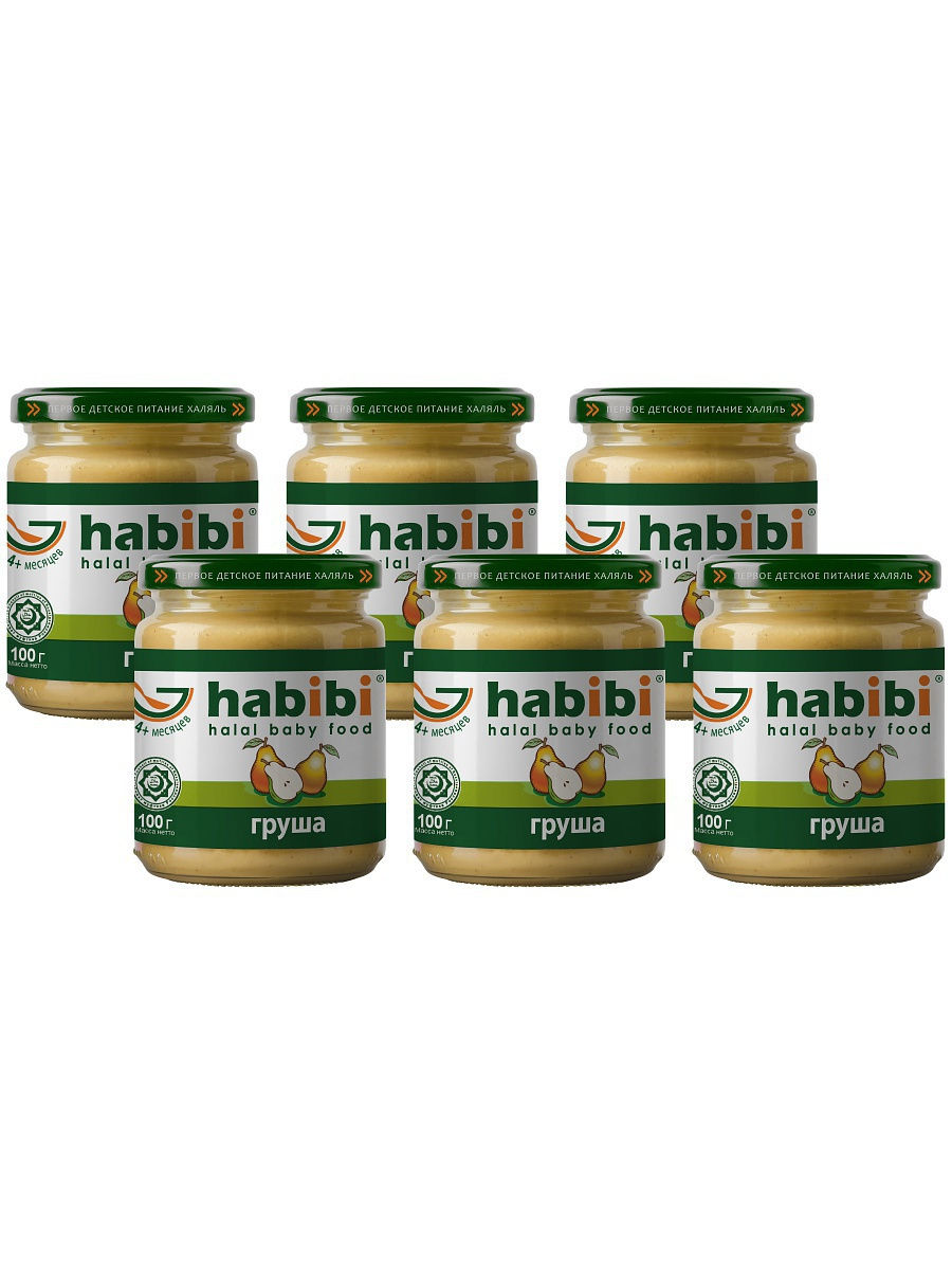 

Пюре фруктовое Habibi Груша с 4 месяцев, 100 г, 6 шт., Груша
