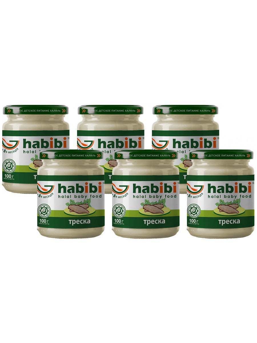 

Пюре рыбное Habibi Треска с 8 месяцев, 100 г, 6 шт., Треска
